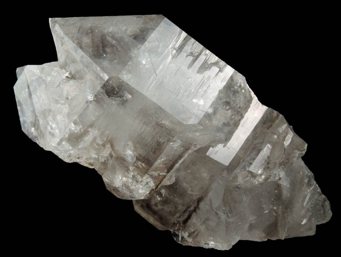 Quartz var. Smoky Quartz (parallel growth) from Mount Marie Quarry, 7.5 km southeast of Paris Hill, Oxford County, Maine