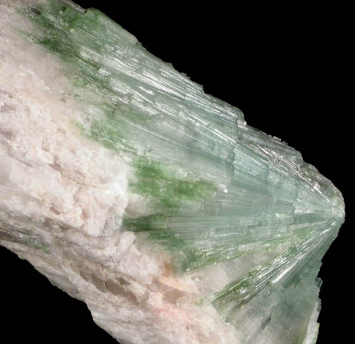 Elbaite Tourmaline in Petalite from Mount Marie Quarry, 7.5 km southeast of Paris Hill, Oxford County, Maine