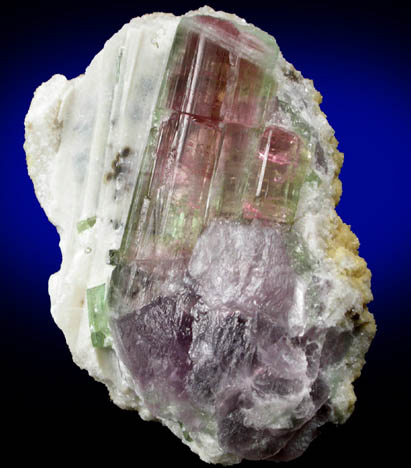 Elbaite Tourmaline and Lepidolite in Quartz from May Day Pocket, Durgin #1 Prospect, Mount Marie, 7.5 km southeast of Paris Hill, Oxford County, Maine