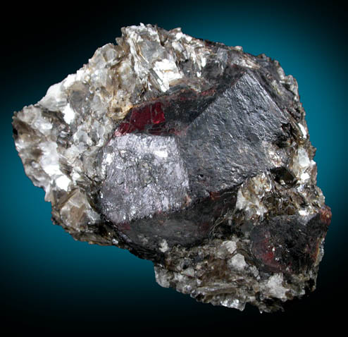 Almandine Garnet in Muscovite from Hedgehog Hill, Peru, Oxford County, Maine