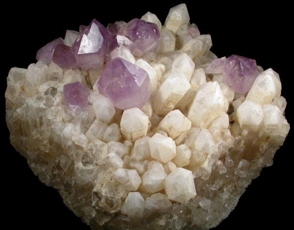 Quartz var. Amethyst on Milky Quartz from Diamond Hill, Ashaway, south of Hopkinton, Washington County, Rhode Island