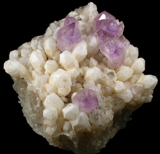 Quartz var. Amethyst on Milky Quartz from Diamond Hill, Ashaway, south of Hopkinton, Washington County, Rhode Island