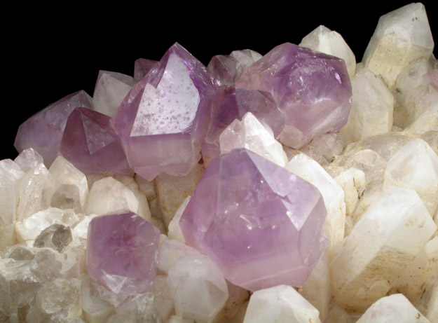 Quartz var. Amethyst on Milky Quartz from Diamond Hill, Ashaway, south of Hopkinton, Washington County, Rhode Island