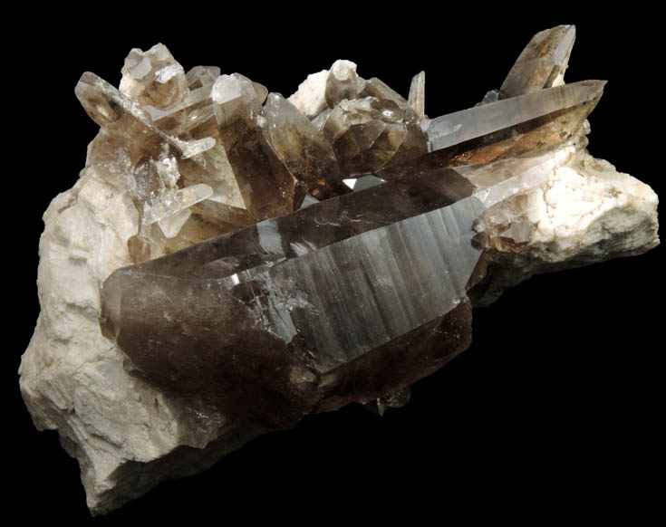 Quartz var. Smoky Quartz on Albite from Peter's Pocket, Bartlett, Carroll County, New Hampshire