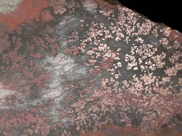 Copper (crystallized copper blooms in basalt) from Chimney Rock Quarry, Bound Brook, Somerset County, New Jersey