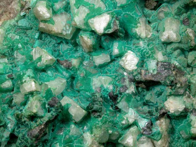 Chrysocolla on Calcite with Chalcocite from Chimney Rock Quarry, Bound Brook, Somerset County, New Jersey