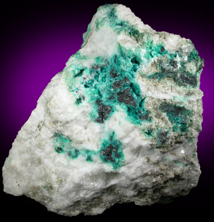 Chrysocolla on Calcite with Chalcocite from Chimney Rock Quarry, Bound Brook, Somerset County, New Jersey