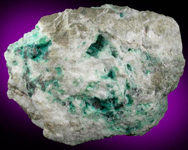 Chrysocolla on Calcite with Chalcocite from Chimney Rock Quarry, Bound Brook, Somerset County, New Jersey