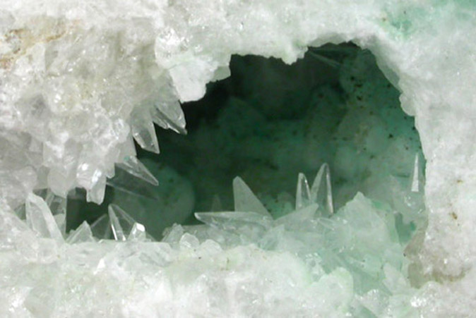 Chrysocolla on Calcite with Chalcocite from Chimney Rock Quarry, Bound Brook, Somerset County, New Jersey