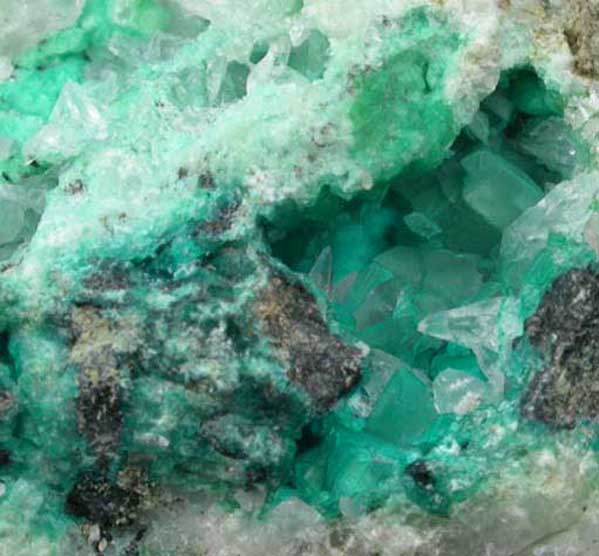Chrysocolla on Calcite with Chalcocite from Chimney Rock Quarry, Bound Brook, Somerset County, New Jersey