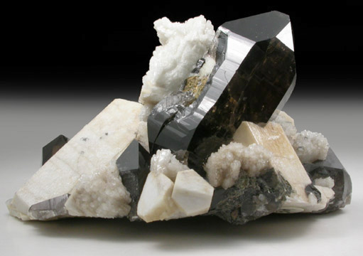 Microcline, Smoky Quartz, Albite from Oliver Diggings, Moat Mountain, Hale's Location, Carroll County, New Hampshire