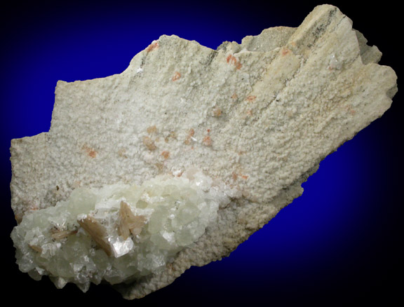 Datolite, Stilbite, Calcite on Datolite pseudomorphs after Anhydrite from Paterson, Passaic County, New Jersey