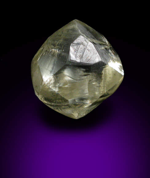 Diamond (0.87 carat yellow dodecahedral crystal) from Damtshaa Mine, near Orapa, Botswana