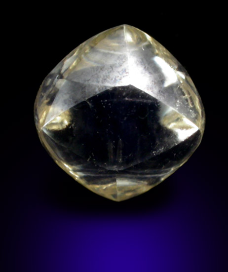 Diamond (1 carat yellow tetrahexahedral crystal) from Williamson Mine, Mwadui, Tanzania