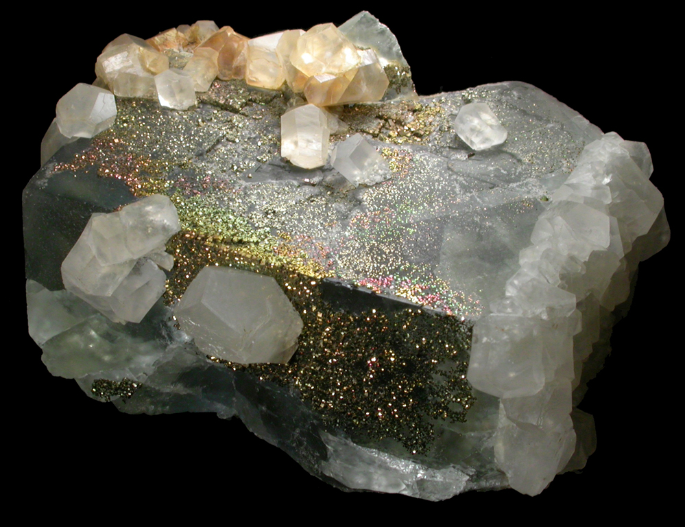 Fluorite with Calcite and Pyrite from (Wheal Mary Ann, Liskeard District), Cornwall, England