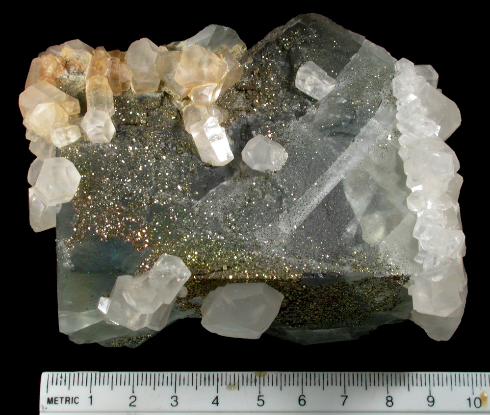 Fluorite with Calcite and Pyrite from (Wheal Mary Ann, Liskeard District), Cornwall, England