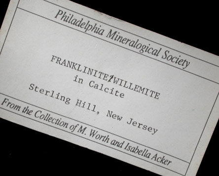 Franklinite, Willemite, Calcite from Sterling Mine, Ogdensburg, Sterling Hill, Sussex County, New Jersey (Type Locality for Franklinite)