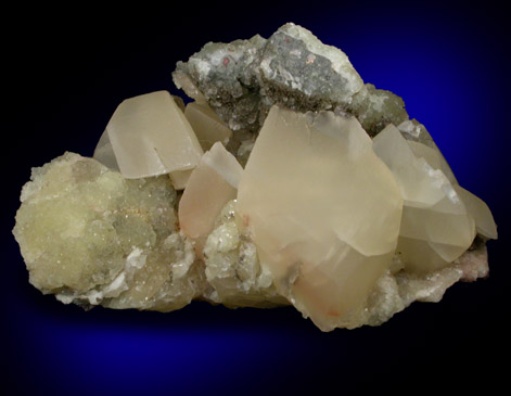 Calcite on Prehnite from Oldwick Quarry, Hunterdon County, New Jersey