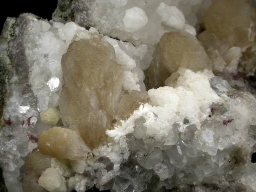 Analcime, Stilbite-Ca, Calcite from Upper New Street Quarry, Paterson, Passaic County, New Jersey