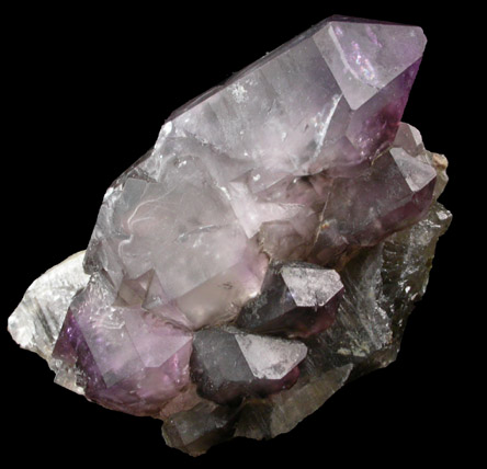 Quartz var. Amethyst on Smoky Quartz from Little Gem Mine, Upper Rader Creek, Jefferson County, Montana