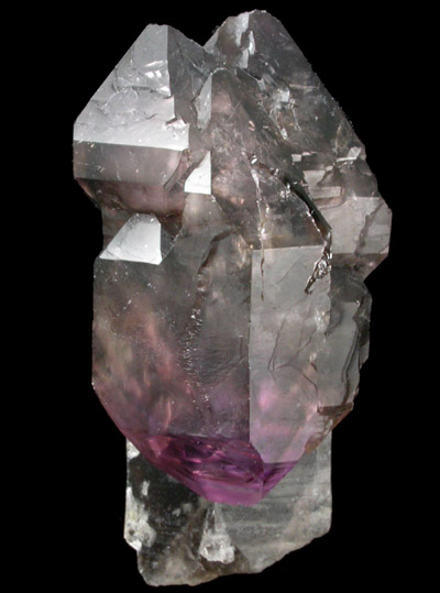 Quartz var. Amethyst on Smoky Quartz from Little Gem Mine, Upper Rader Creek, Jefferson County, Montana