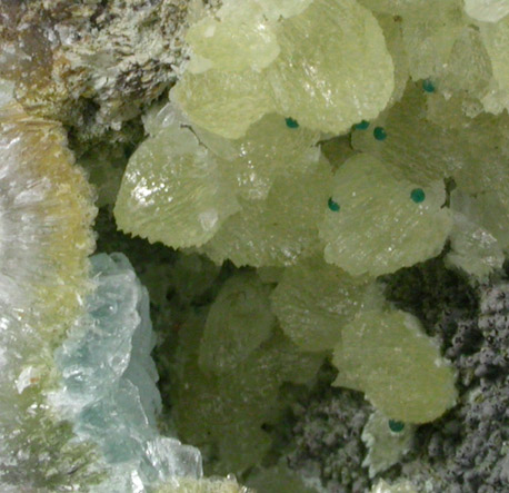 Smithsonite with Hemimorphite and Malachite from 79 Mine, Banner District, near Hayden, Gila County, Arizona