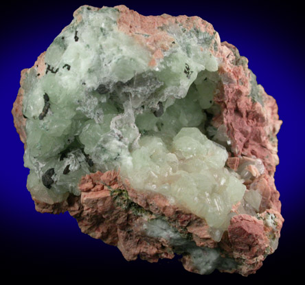 Silver on Prehnite from Cliff Mine, Phoenix, Keweenaw Peninsula Copper District, Keweenaw County, Michigan