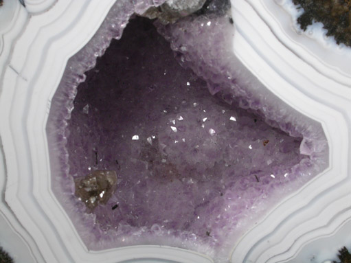 Quartz var. Amethyst Geode with Calcite from Carrillo Ranch, Chihuahua, Mexico