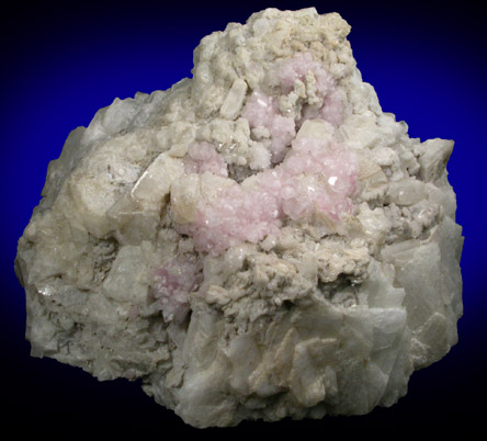 Quartz var. Rose Quartz Crystals on Albite from Rose Quartz Locality, Plumbago Mountain, Oxford County, Maine