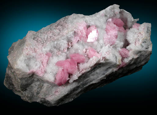 Rhodochrosite on Quartz from Silverton District, San Juan County, Colorado