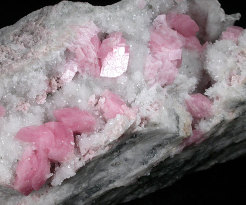 Rhodochrosite on Quartz from Silverton District, San Juan County, Colorado