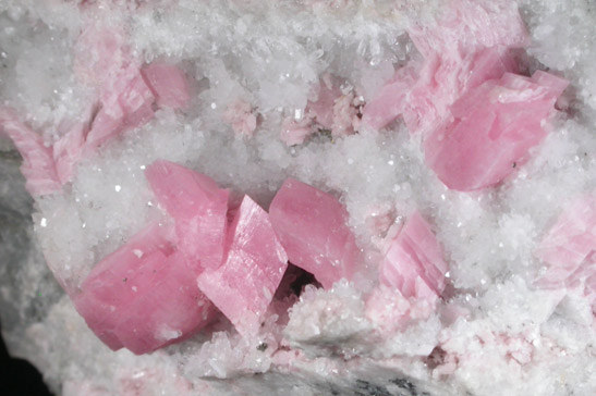 Rhodochrosite on Quartz from Silverton District, San Juan County, Colorado