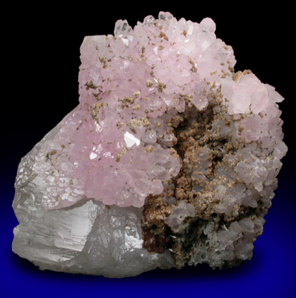 Quartz var. Rose Quartz Crystals with Eosphorite from Lavra da Ilha, Taquaral, Jequitinhonha River, Minas Gerais, Brazil