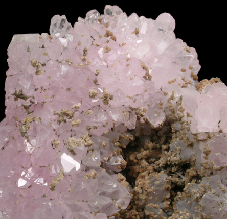 Quartz var. Rose Quartz Crystals with Eosphorite from Lavra da Ilha, Taquaral, Jequitinhonha River, Minas Gerais, Brazil