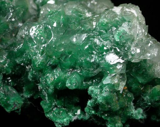 Calcite on Malachite from Concepcin del Oro, Zacatecas, Mexico