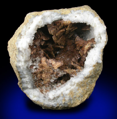 Quartz var. Keokuk Geode with Calcite from Williams Creek, Schuyler County, Illinois