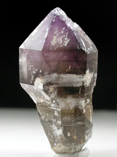 Quartz var. Amethyst-Smoky (scepter-shaped formation) from Ossipee Gulch (Raccoon Gulch), Folsom Brook, Center Ossipee, Carroll County, New Hampshire