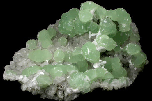 Prehnite on Calcite with Laumontite from Prospect Park Quarry, Prospect Park, Passaic County, New Jersey