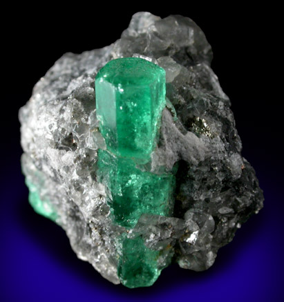 Beryl var. Emerald in Calcite with Pyrite from Chivor Mine, Guavió-Guateque District, Boyacá Department, Colombia