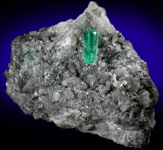 Beryl var. Emerald in Calcite with Pyrite from Chivor Mine, Guavi-Guateque District, Boyac Department, Colombia