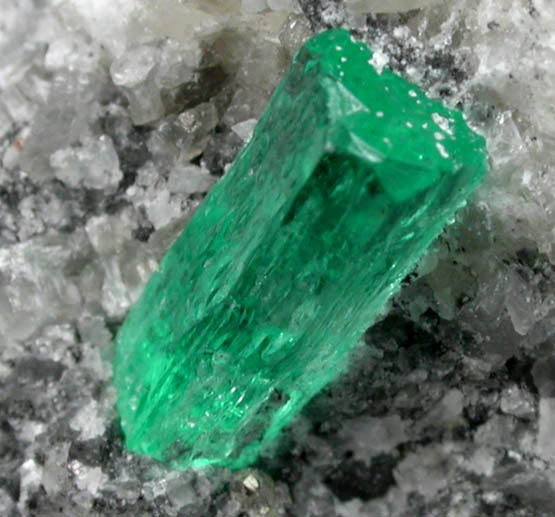 Beryl var. Emerald in Calcite with Pyrite from Chivor Mine, Guavi-Guateque District, Boyac Department, Colombia