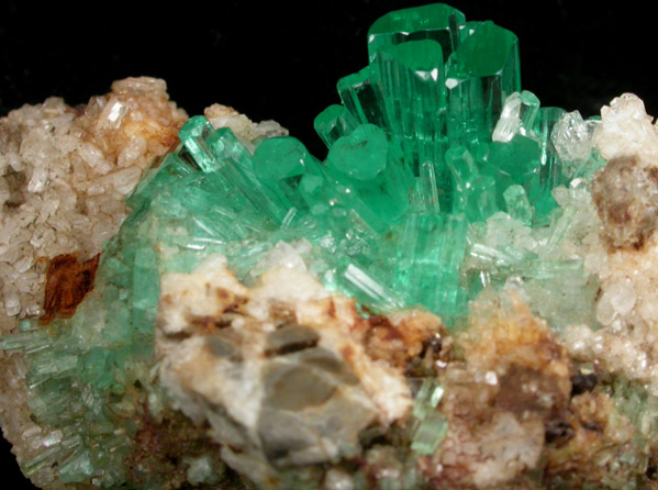 Beryl var. Emerald in Calcite from Chivor Mine, Guavi-Guateque District, Boyac Department, Colombia