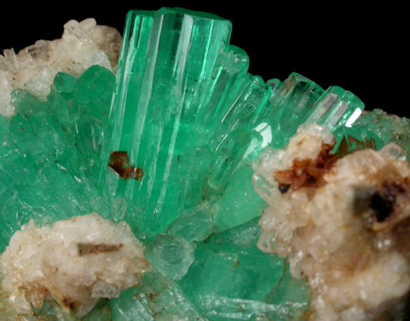 Beryl var. Emerald in Calcite from Chivor Mine, Guavi-Guateque District, Boyac Department, Colombia