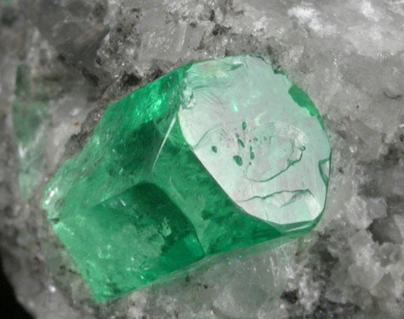 Beryl var. Emerald in Calcite from Polveros Mine, Vasquez-Yacop District, Boyac Department, Colombia