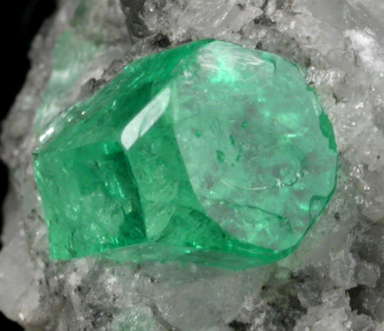 Beryl var. Emerald in Calcite from Polveros Mine, Vasquez-Yacop District, Boyac Department, Colombia