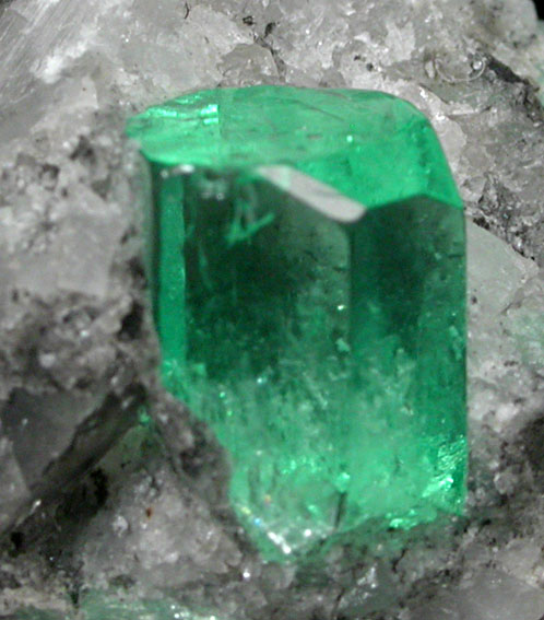 Beryl var. Emerald in Calcite from Polveros Mine, Vasquez-Yacop District, Boyac Department, Colombia