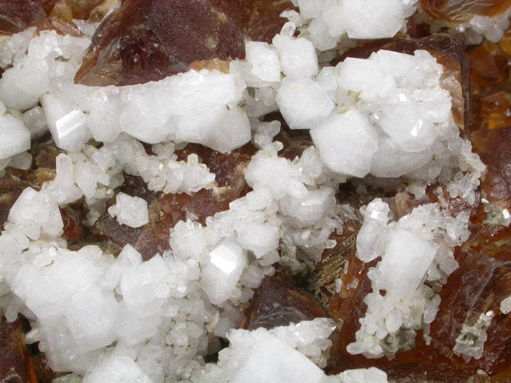 Harmotome on Calcite from Whitesmith Mine, near Strontian, Loch Sunart, Highland (formerly Argyll), Scotland