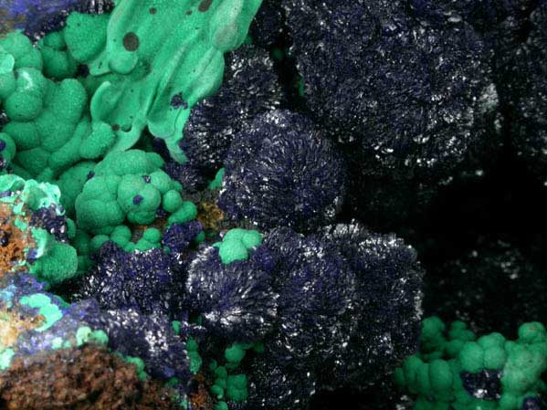 Azurite with Malachite from Morenci Mine, Stalactite Pocket, Clifton District, Greenlee County, Arizona