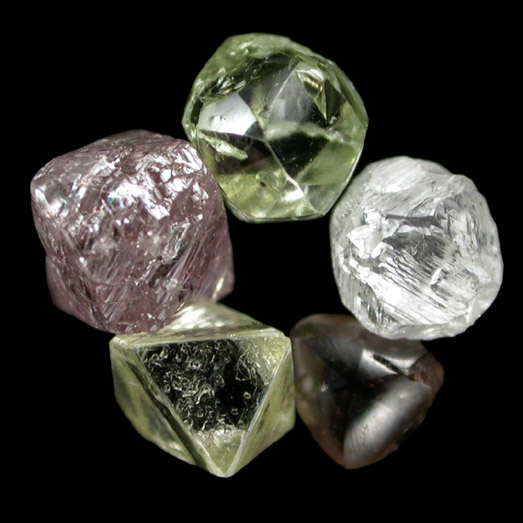 Diamond (set of five colored diamonds totaling 2.31 carats) from India, Australia, South Africa, Namibia