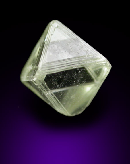 Diamond (0.41 carat yellow octahedral crystal) from Oranjemund District, southern coastal Namib Desert, Namibia